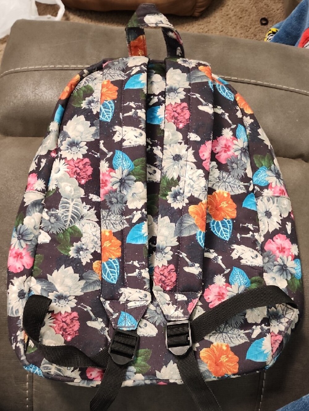 Star Wars Loungefly Floral Full Size Backpack Millennium Falcon X-Wing Disney - Picture 5 of 7